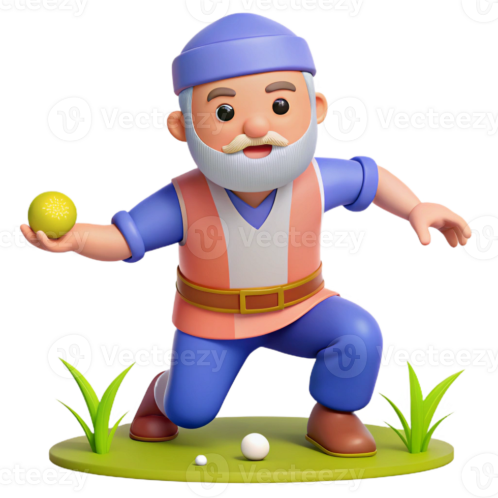 3D Cartoon Man Throwing Ball png