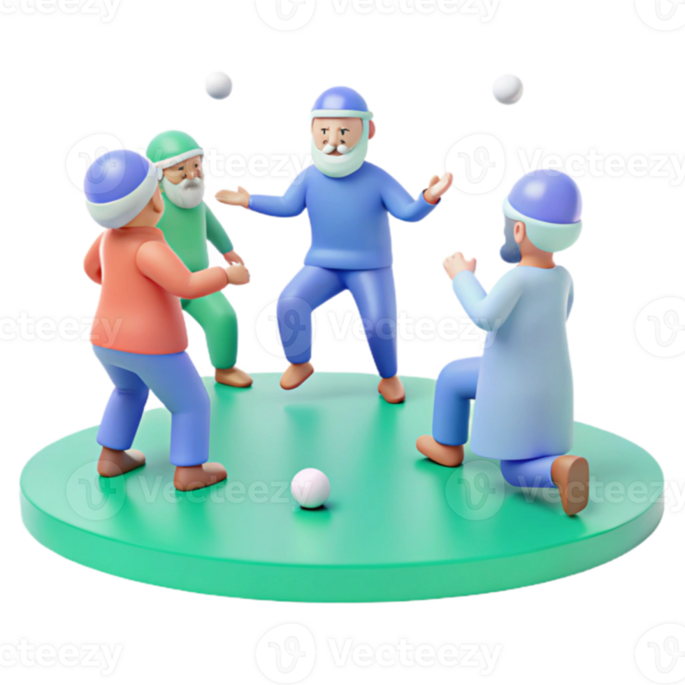 3D Cartoon Characters Playing Catch png
