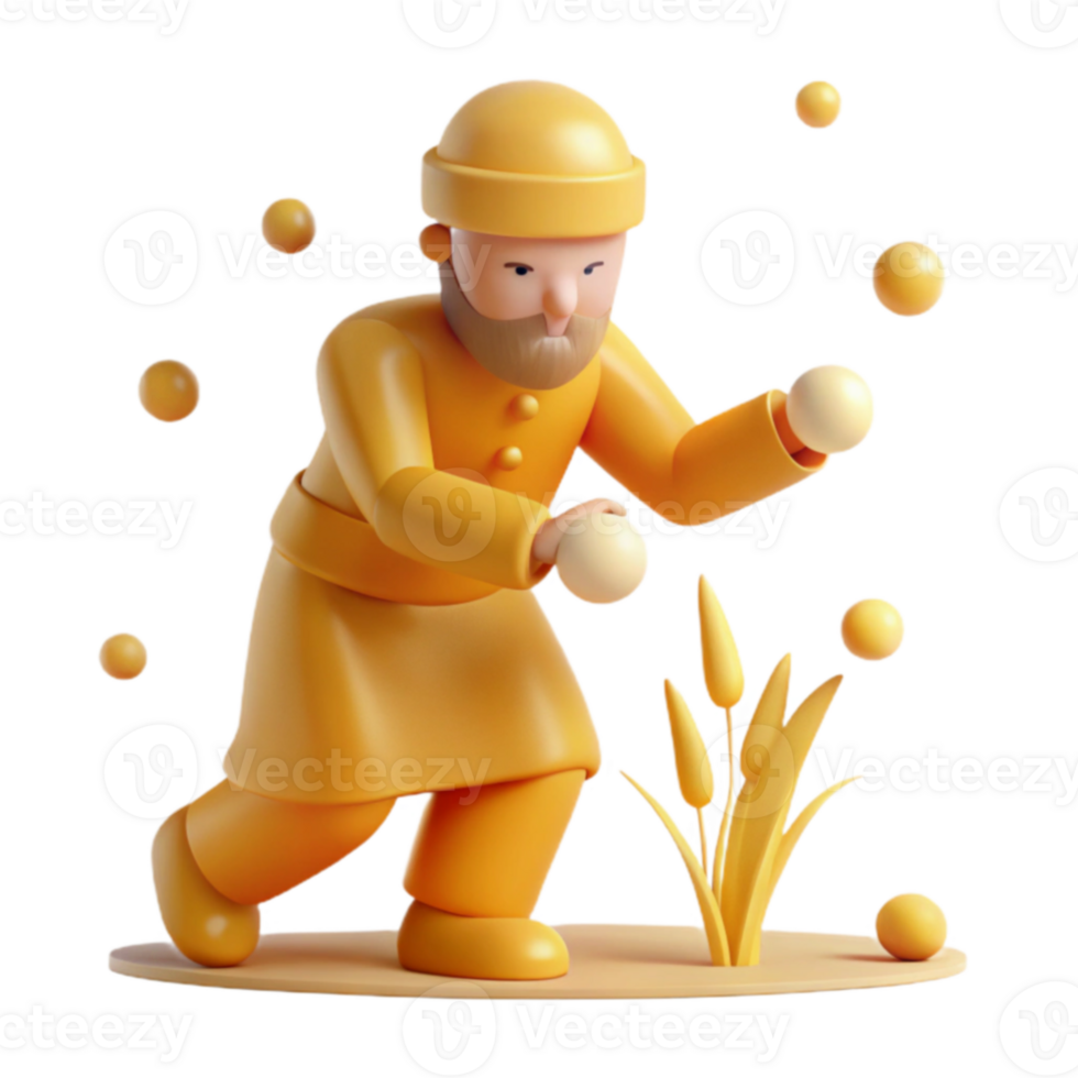 3D Cartoon Character Throwing Balls png