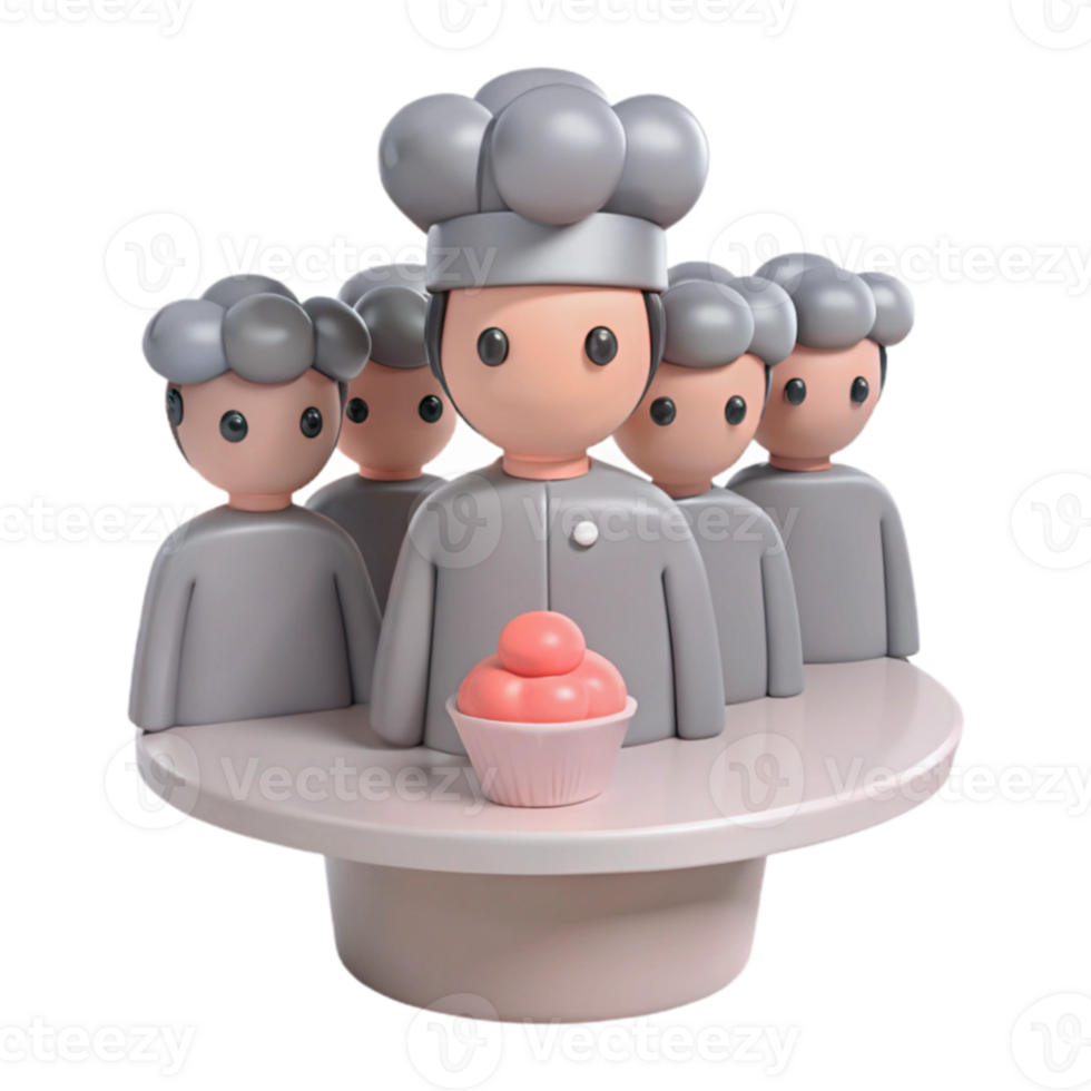 Team of Chefs Baking a Cupcake png