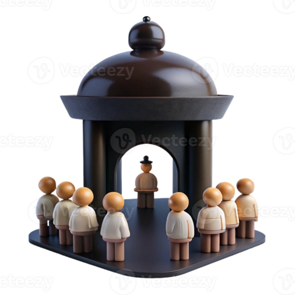 3D Render of People Around Structure png