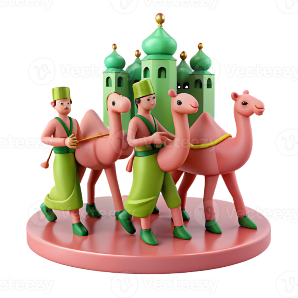 Camel Caravan with Green Domes png