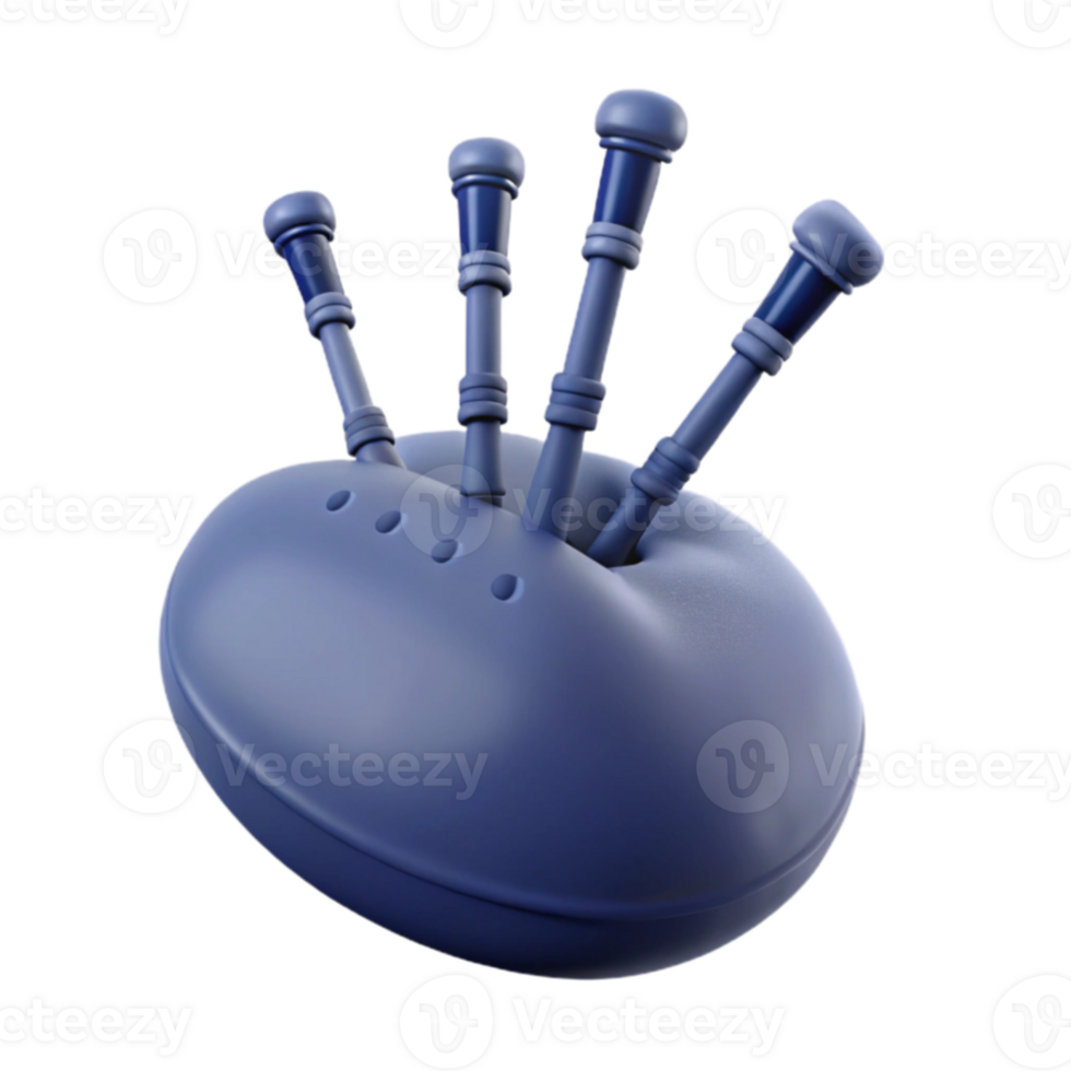 Blue Bagpipe 3D Render png