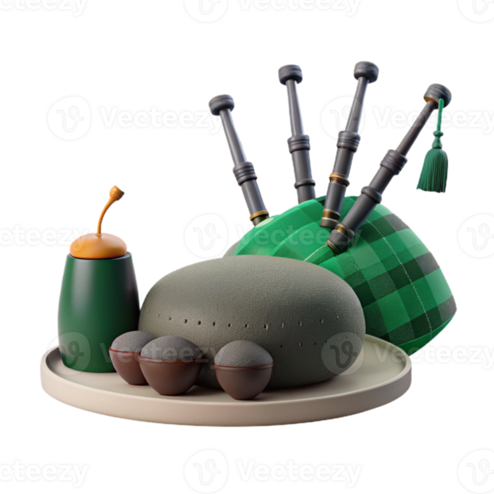 Bagpipes, Stone, Green Plaid, Small Balls png