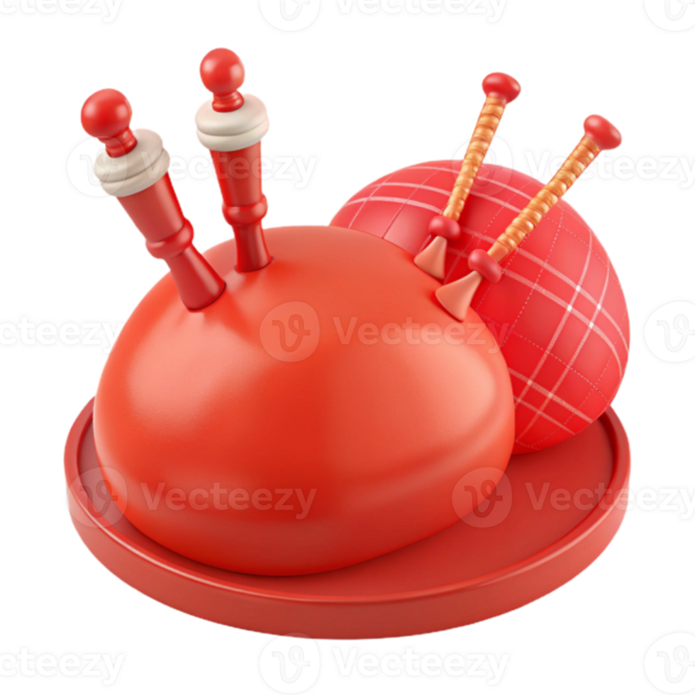 Red Bagpipes 3D Model png