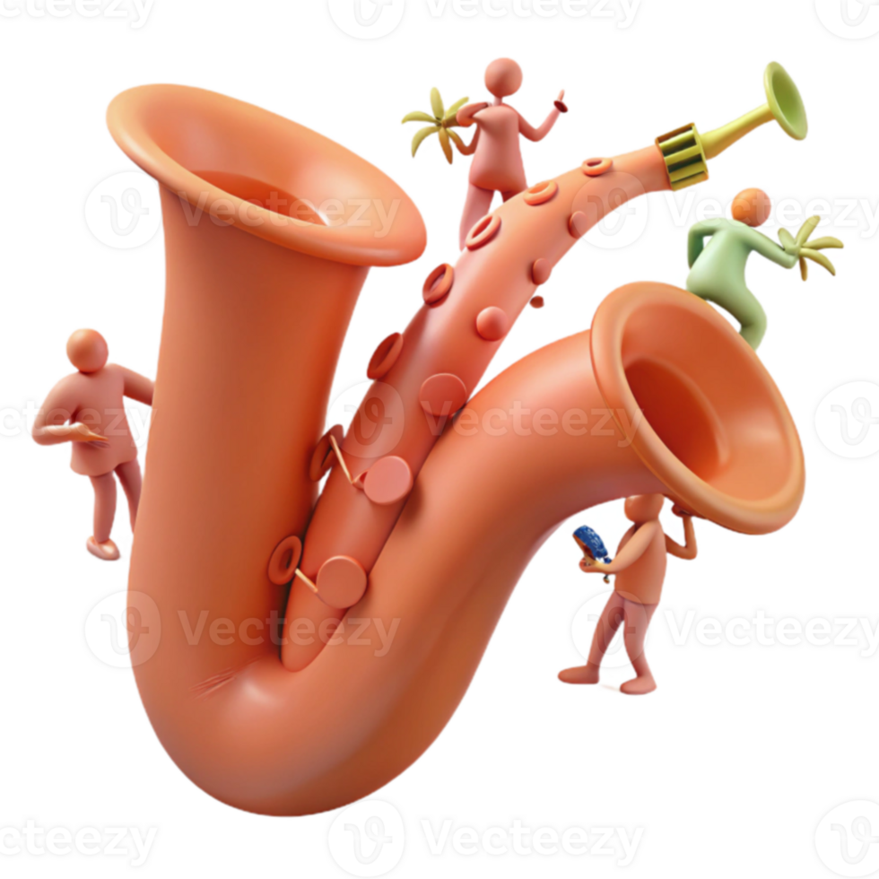 Mini Figures Playing Saxophone png