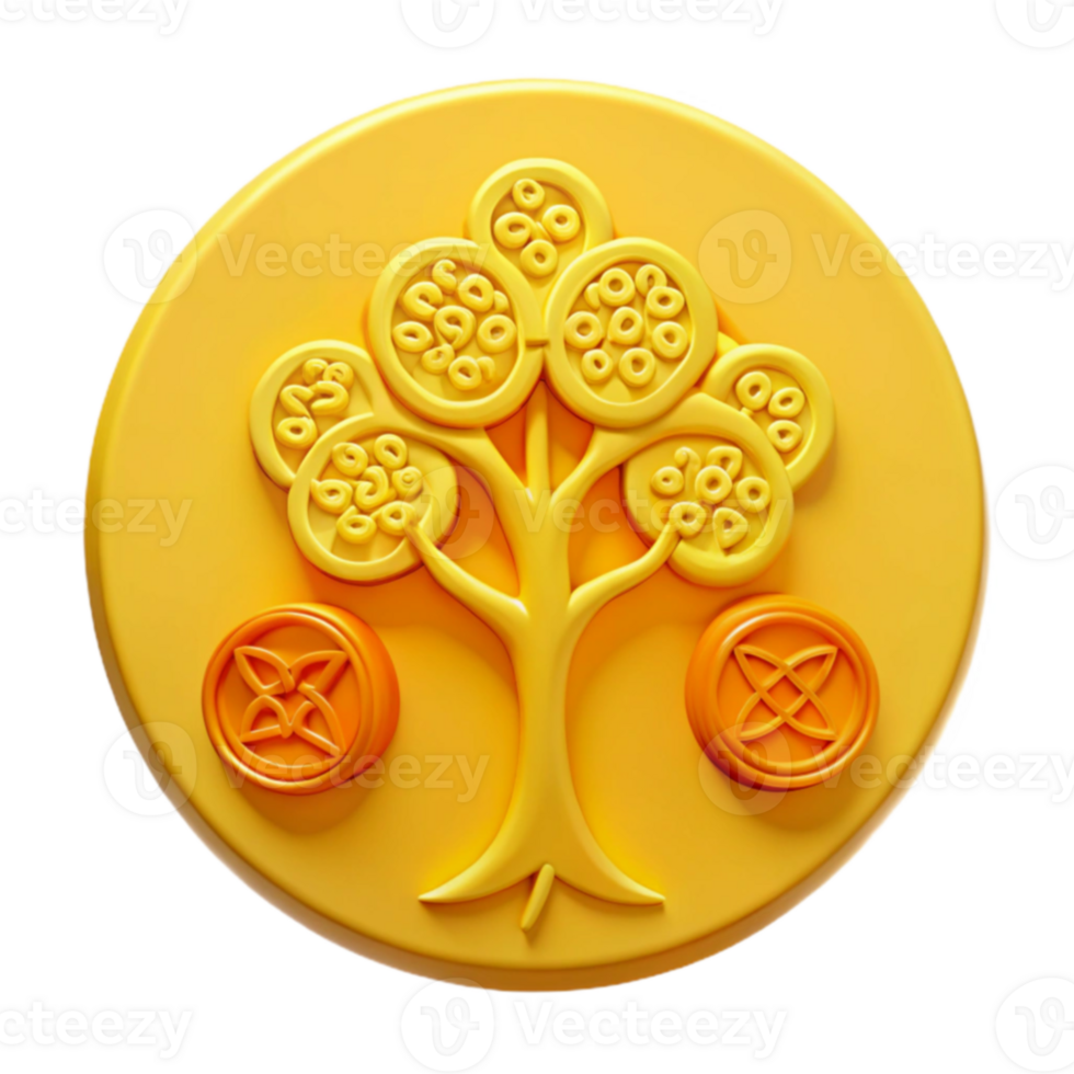 Yellow Tree with Coins png