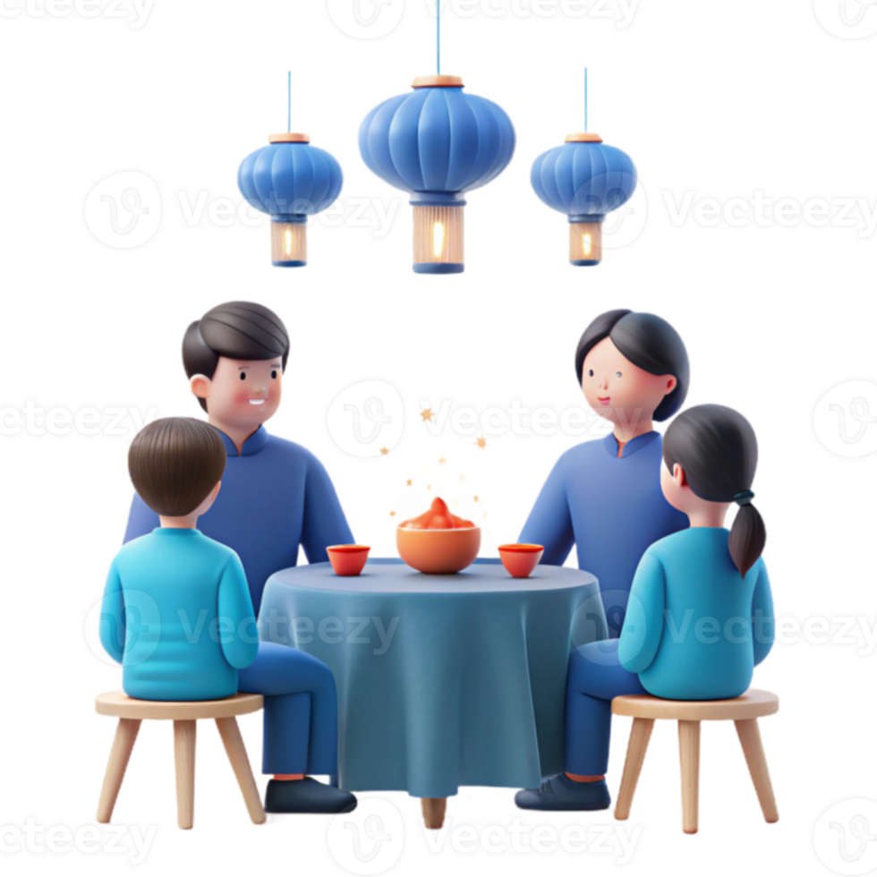Family Gathering Around Table png