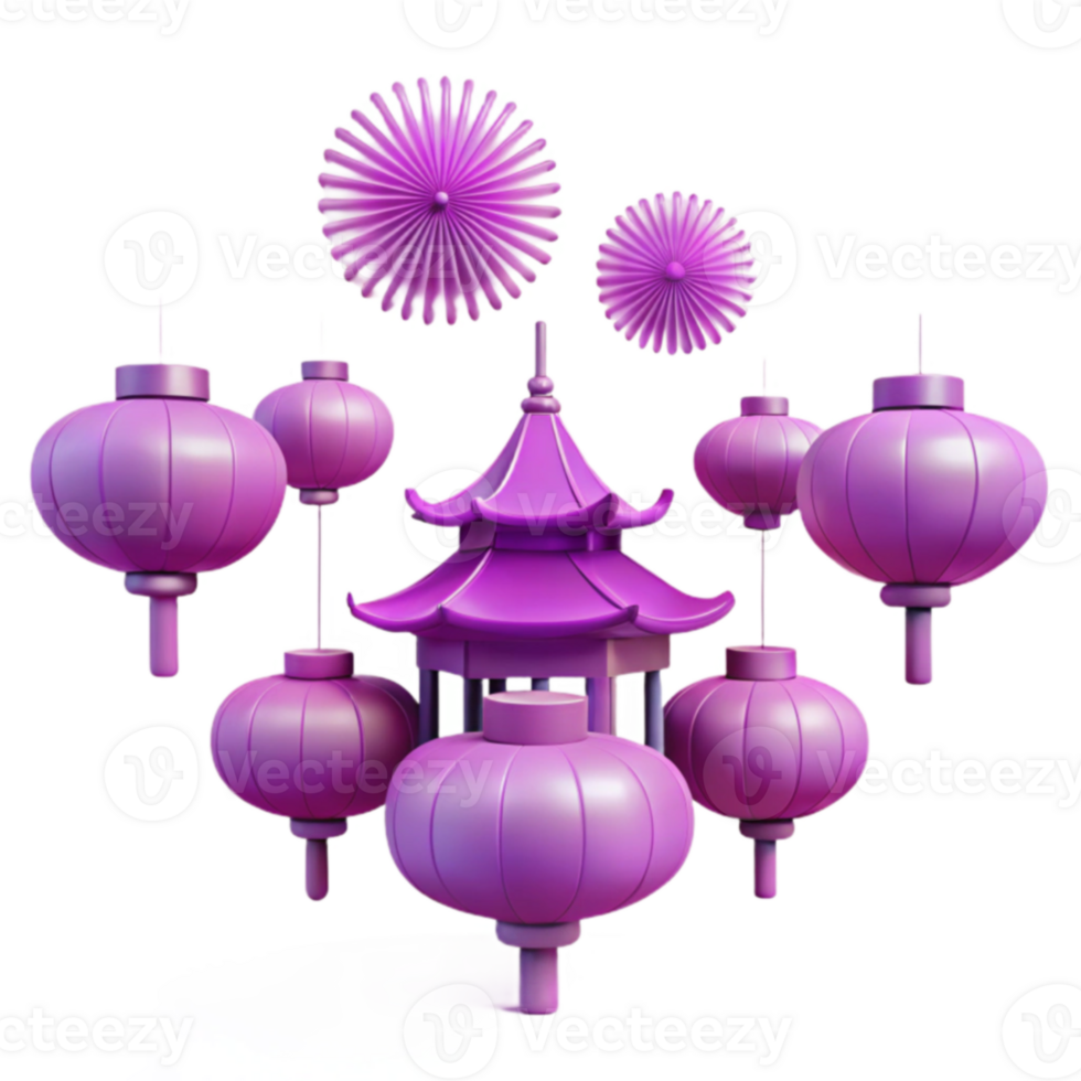 Purple Lanterns Pagoda png