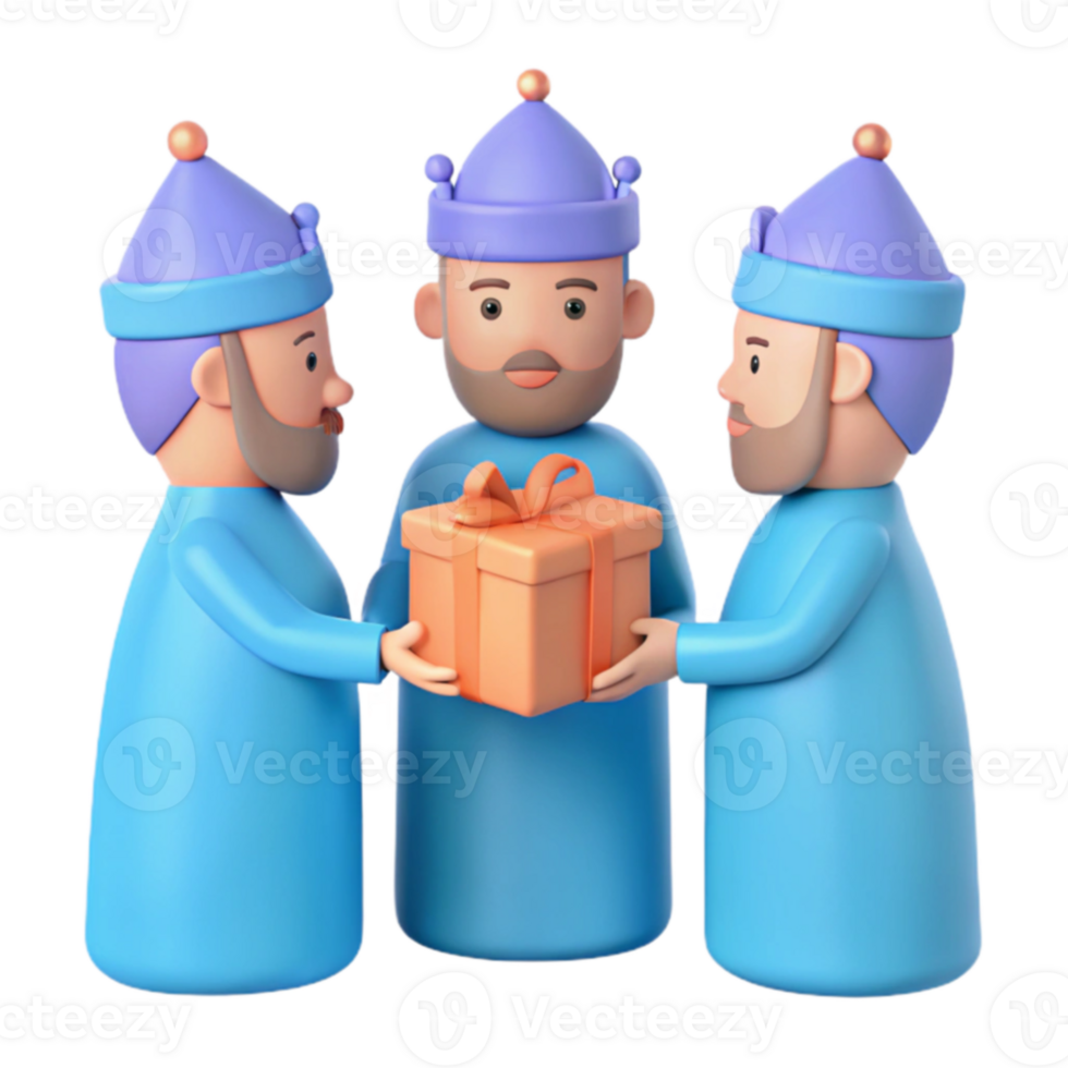 Three Cartoon Men Giving Gift png