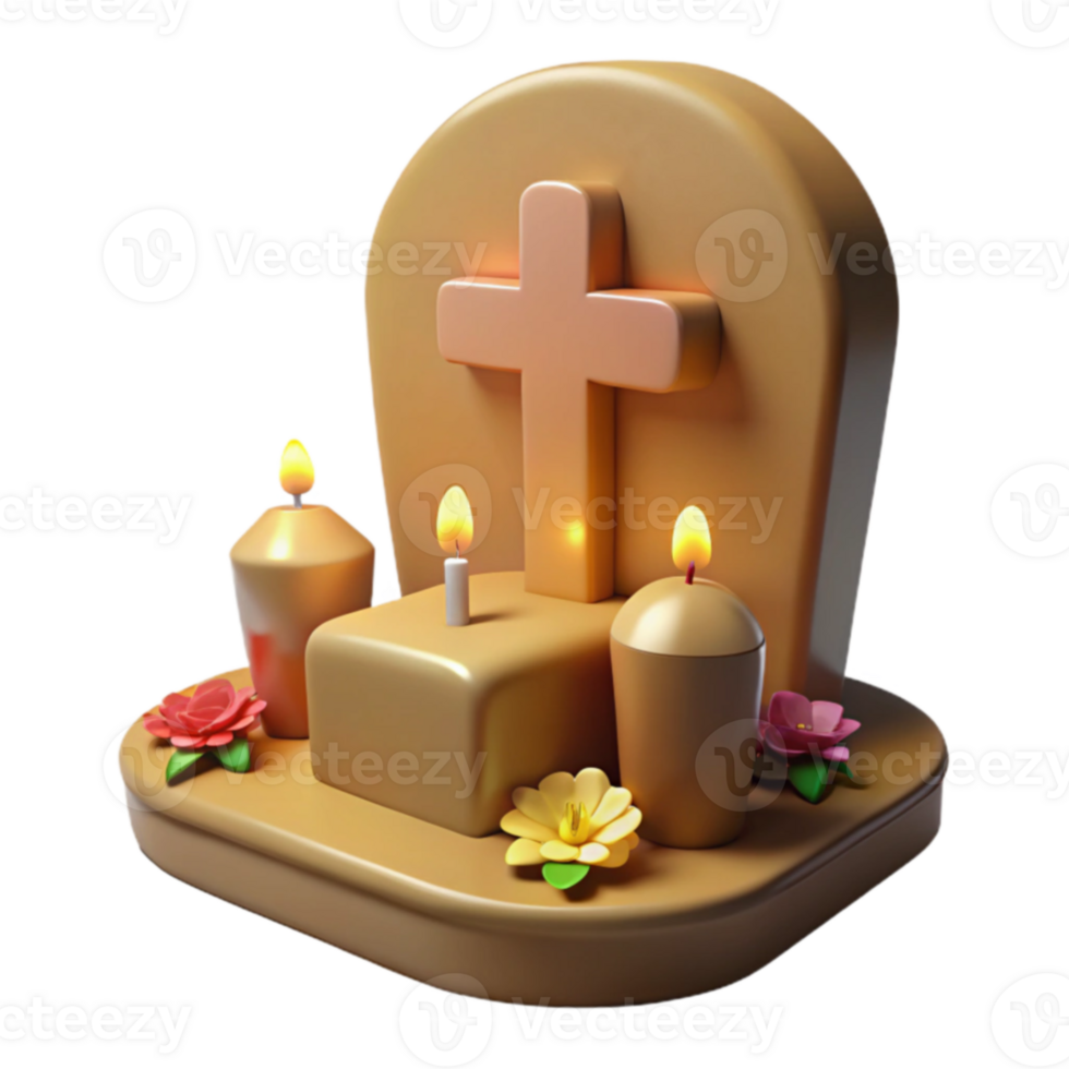 Candles Cross Grave Memorial png