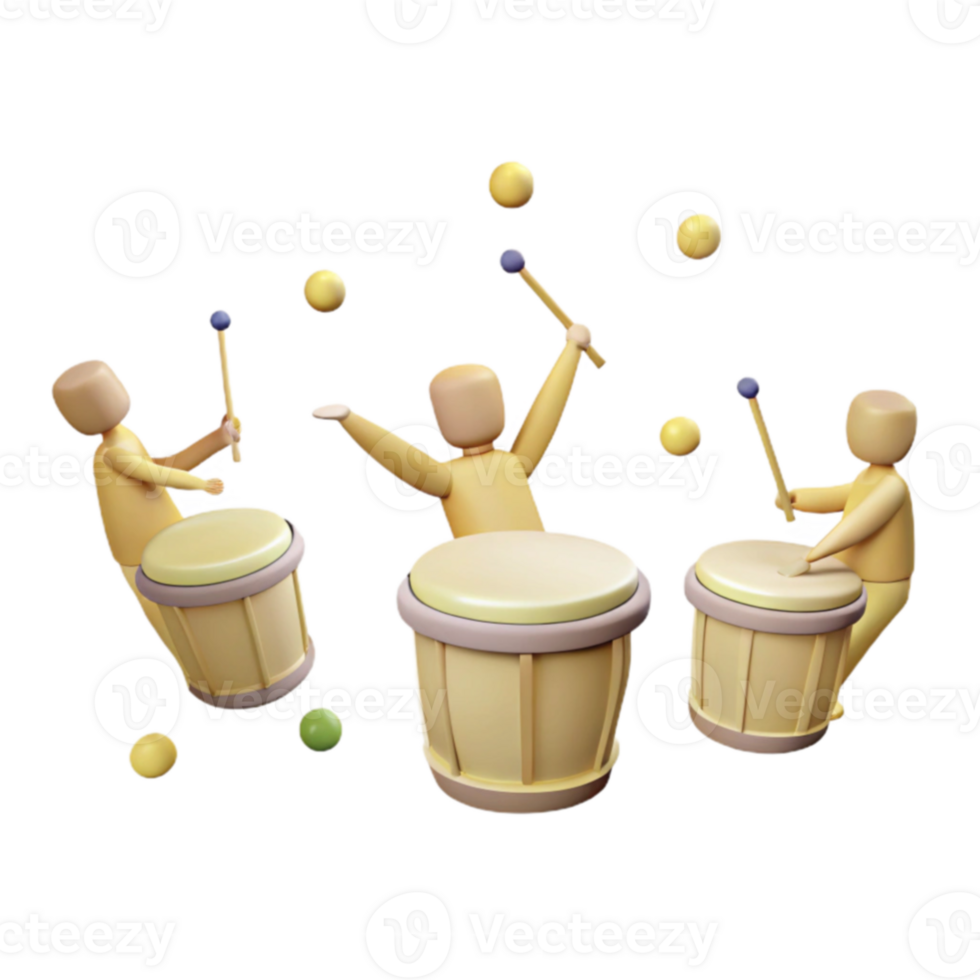 Drumming Fun with 3D Characters png