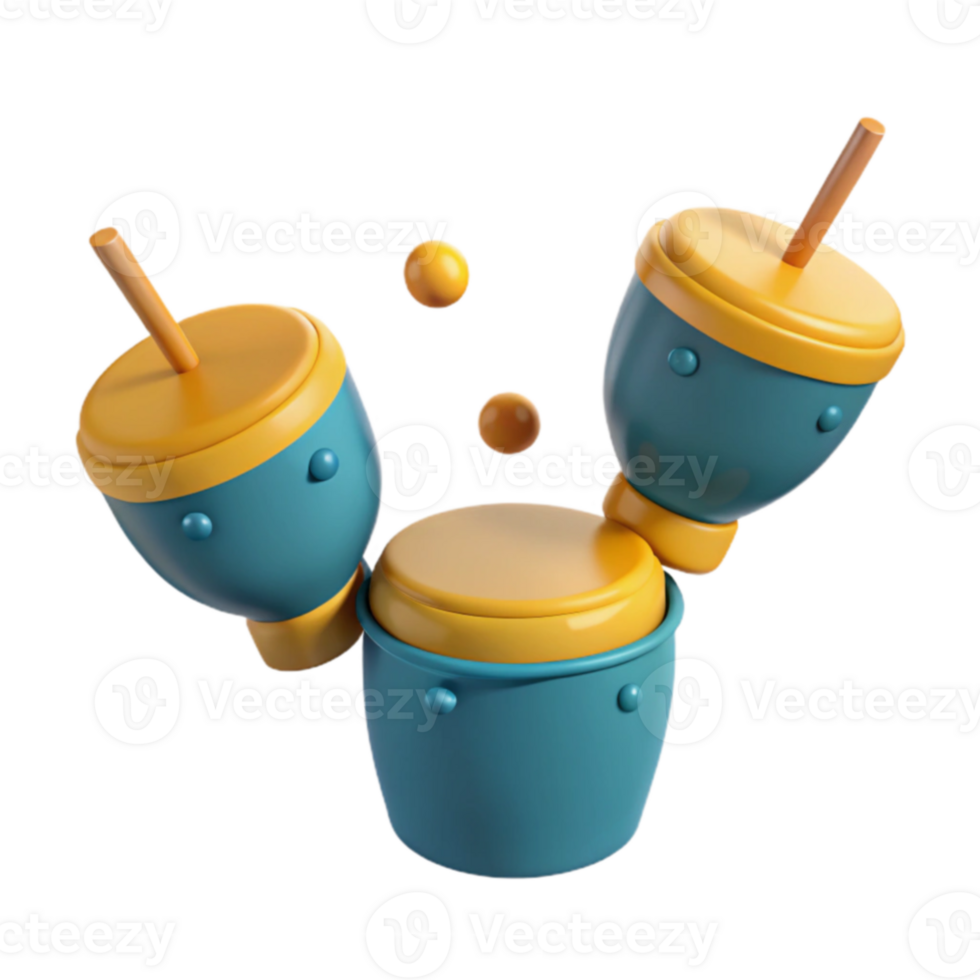 3D Rendered Blue and Yellow Drums png
