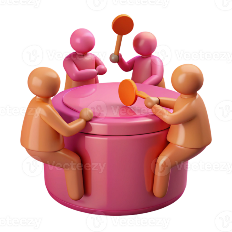 Group of People Around a Drum png