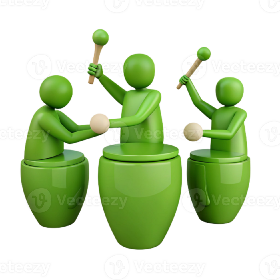 Green Stick Figure Drummers png
