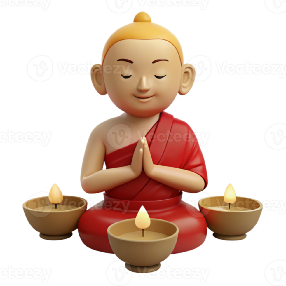 Monk Meditating with Candles png