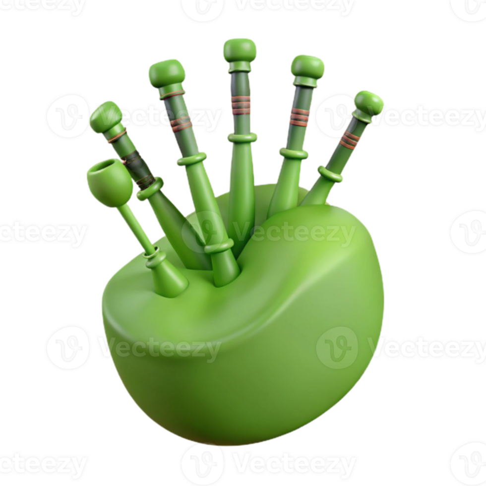 Green 3D Bagpipes png