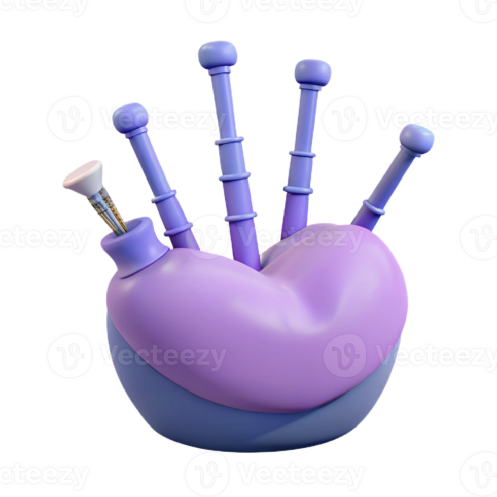 Purple Bagpipe 3D Render png