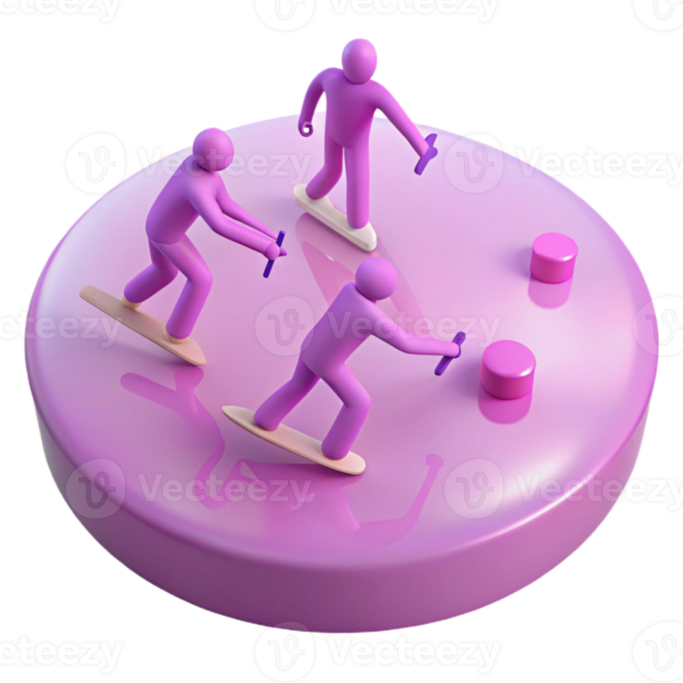 3D Illustration of Figures on Boards png