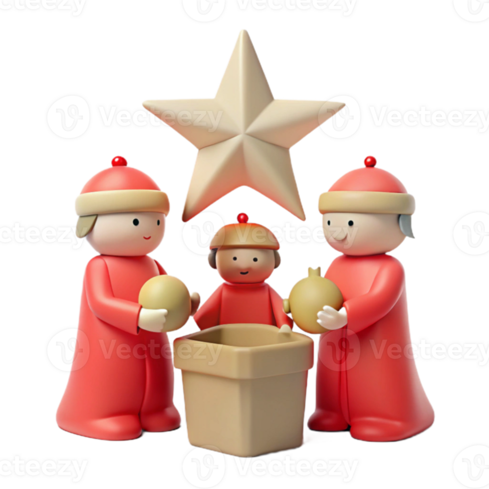 3D Christmas Characters Star png