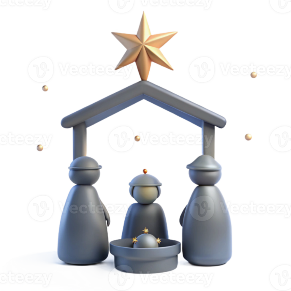 3D Nativity Scene with Star png