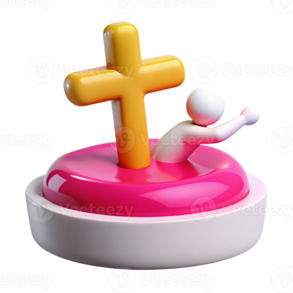 3D Icon Person Reaching for Cross png