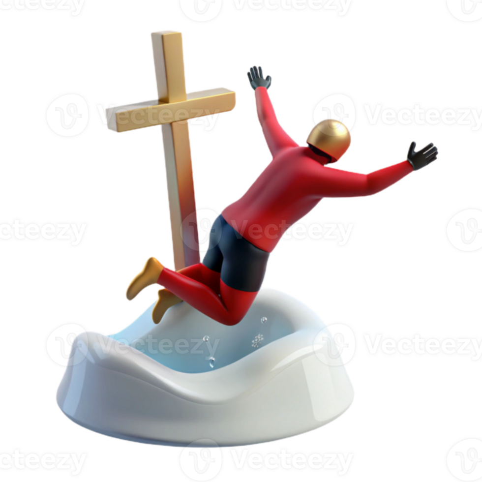 3D Render of a Figure Falling png