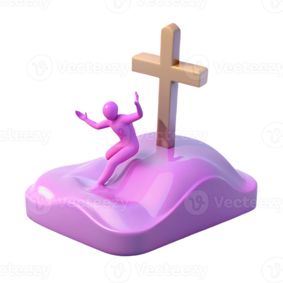 3D Figure Reaching for Cross png