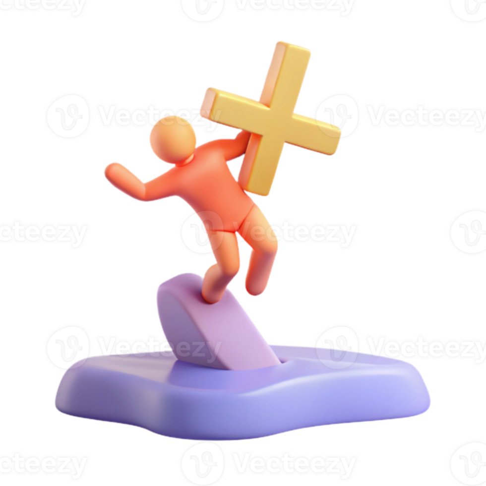 Riding the Wave of Success A 3D Icon of Achievement png