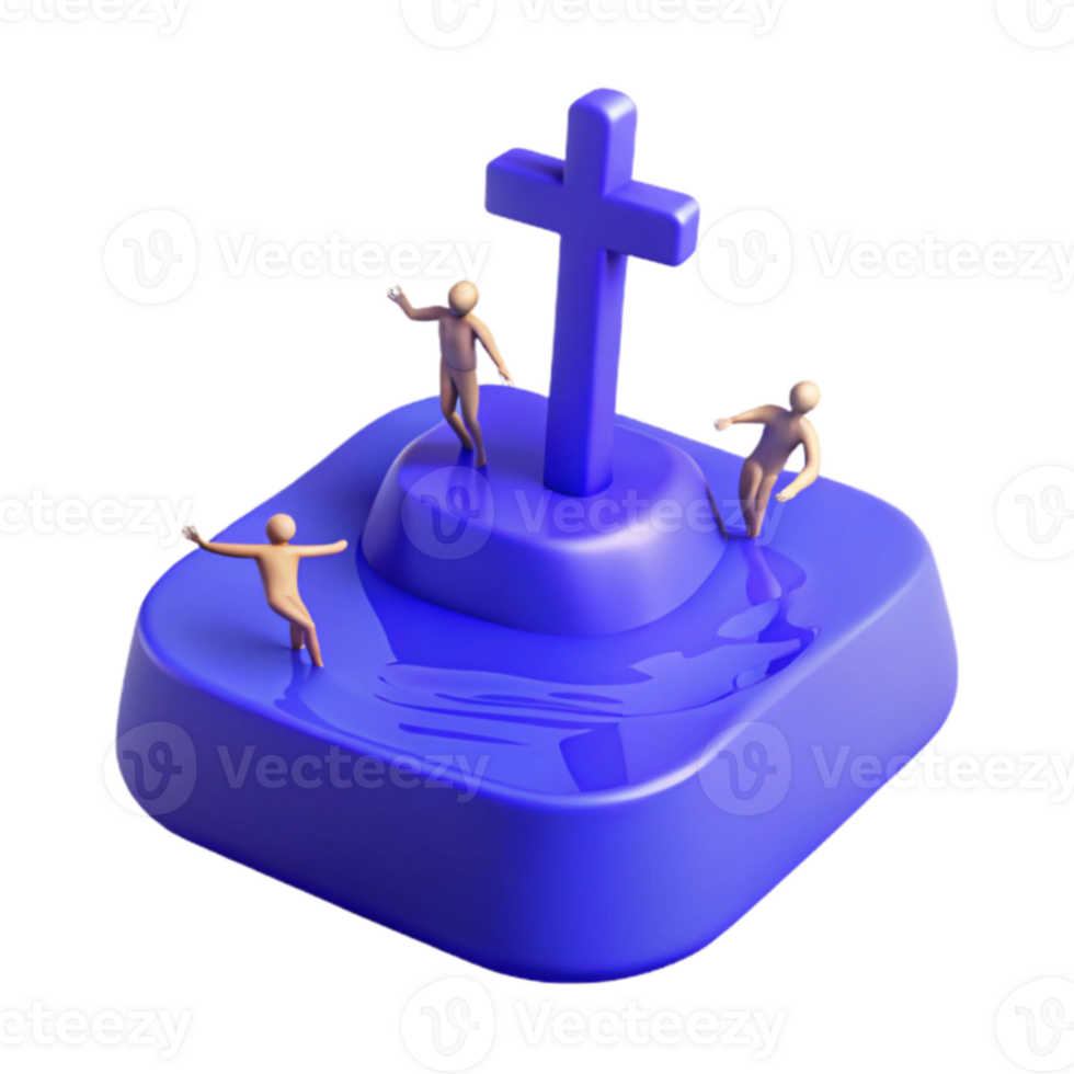 3D Render of Cross with Figures png