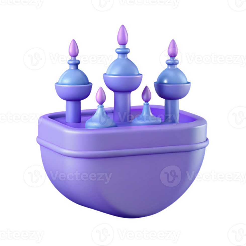 Purple 3D Towers on Platform png