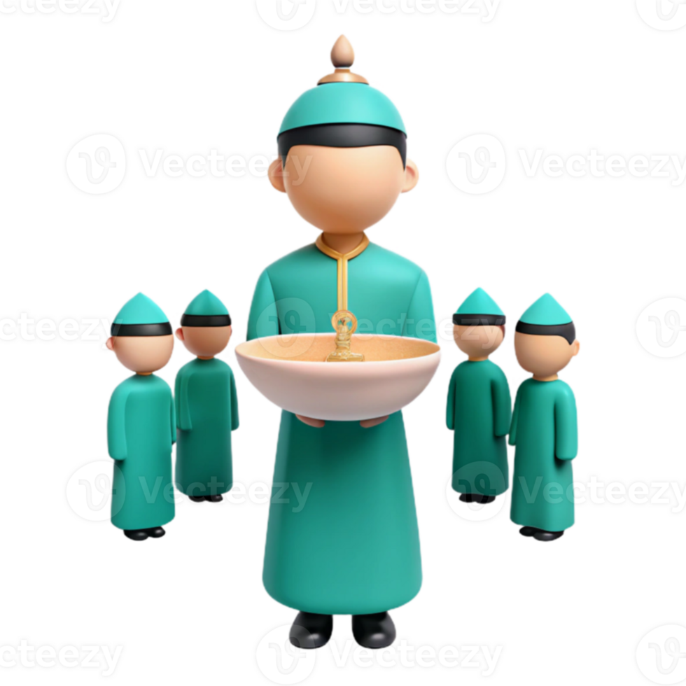 3D Rendered Figures Holding Plate png