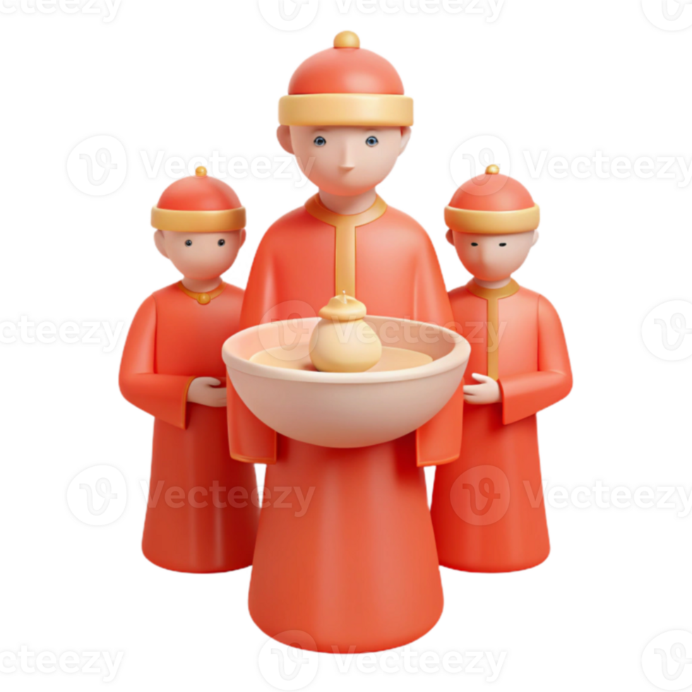3D Cartoon Characters Holding Bowl png