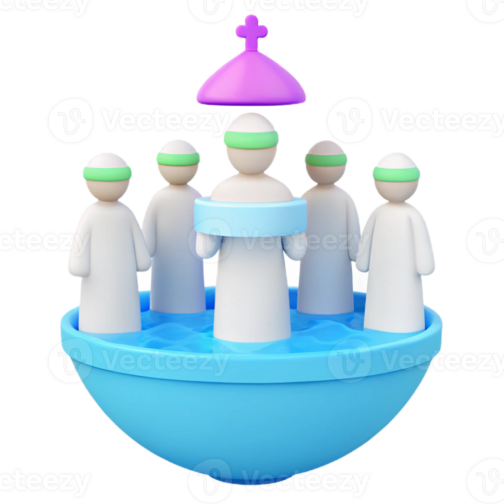 3D Illustration of People in Water png