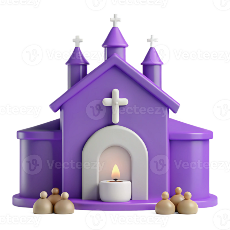 Purple Church 3D Model png