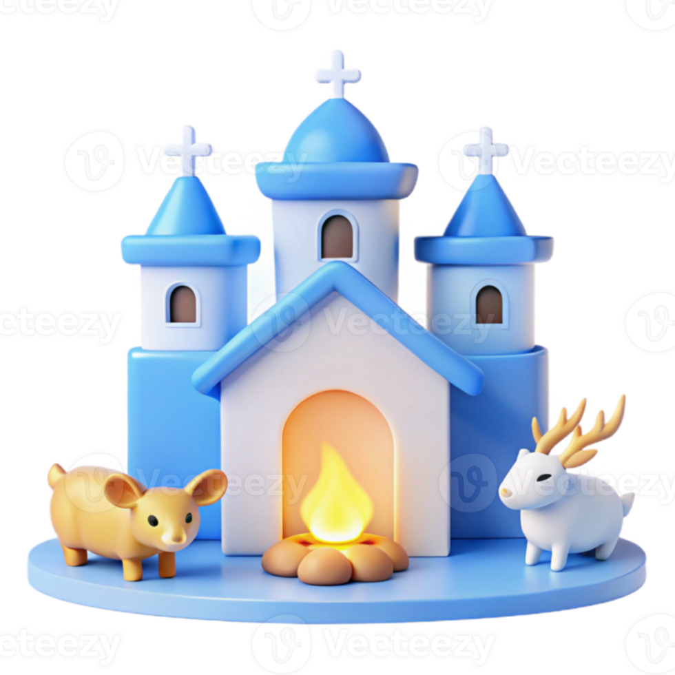 Winter Village 3D Render png