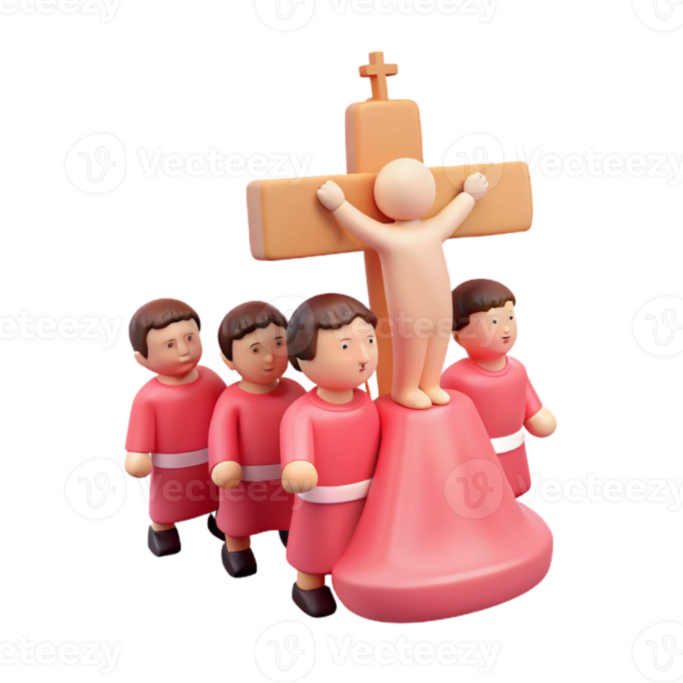3D Render of Crucifixion Scene png