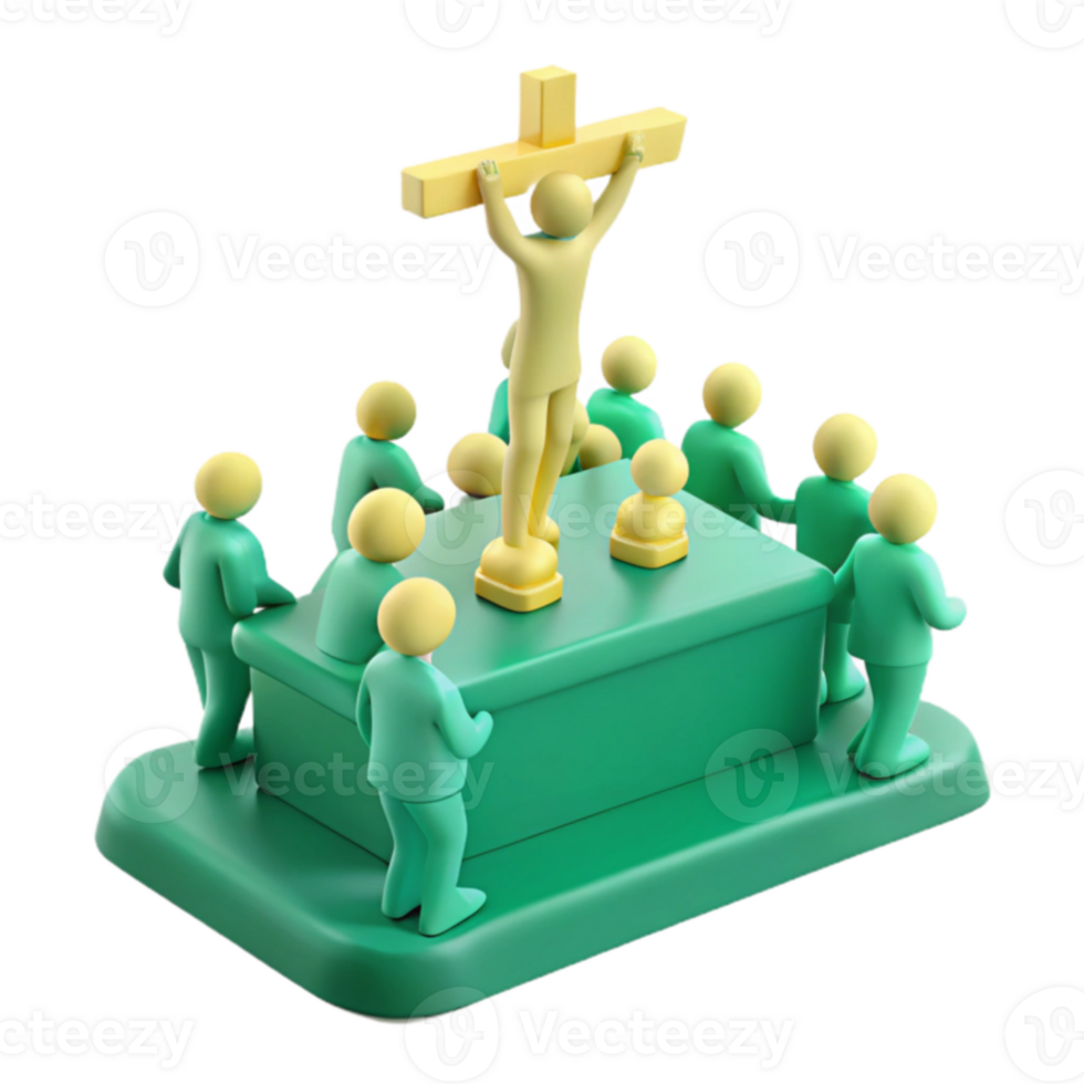 3D Illustration Figure on Cross png