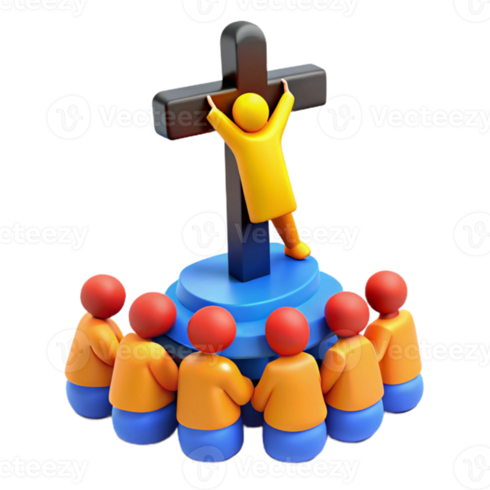 3D Render of a Person on a Cross png
