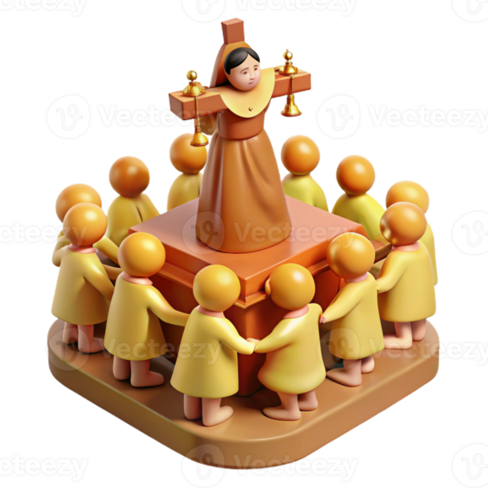3D Render Figure Surrounded by People png