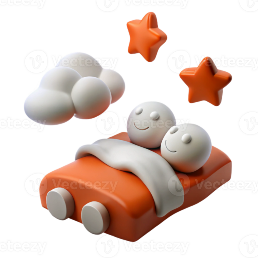 Sleepy Couple in Bed with Stars png