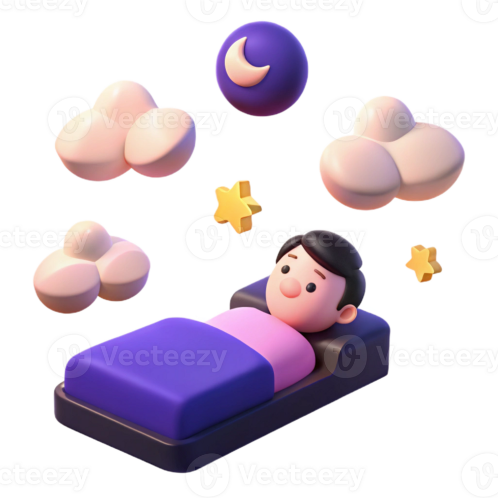 Sleeping Character with Clouds and Stars png