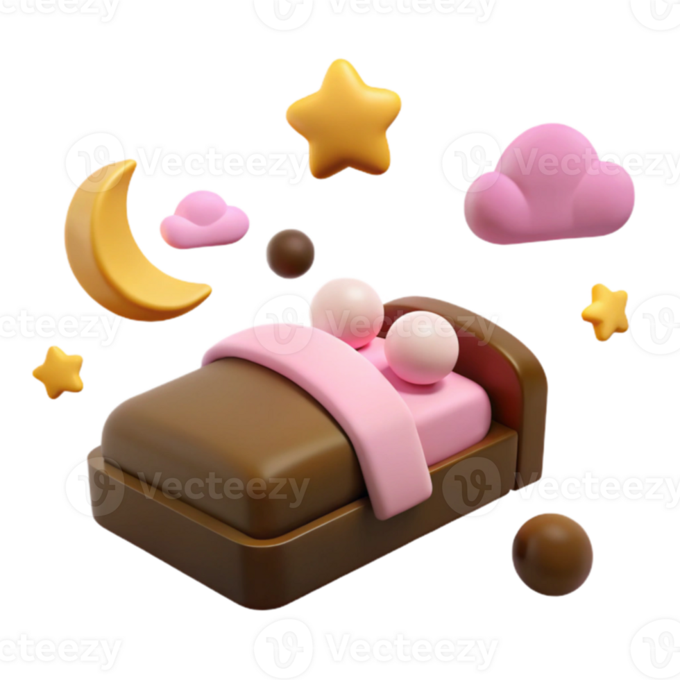 Sleeping Bed 3D Illustration png