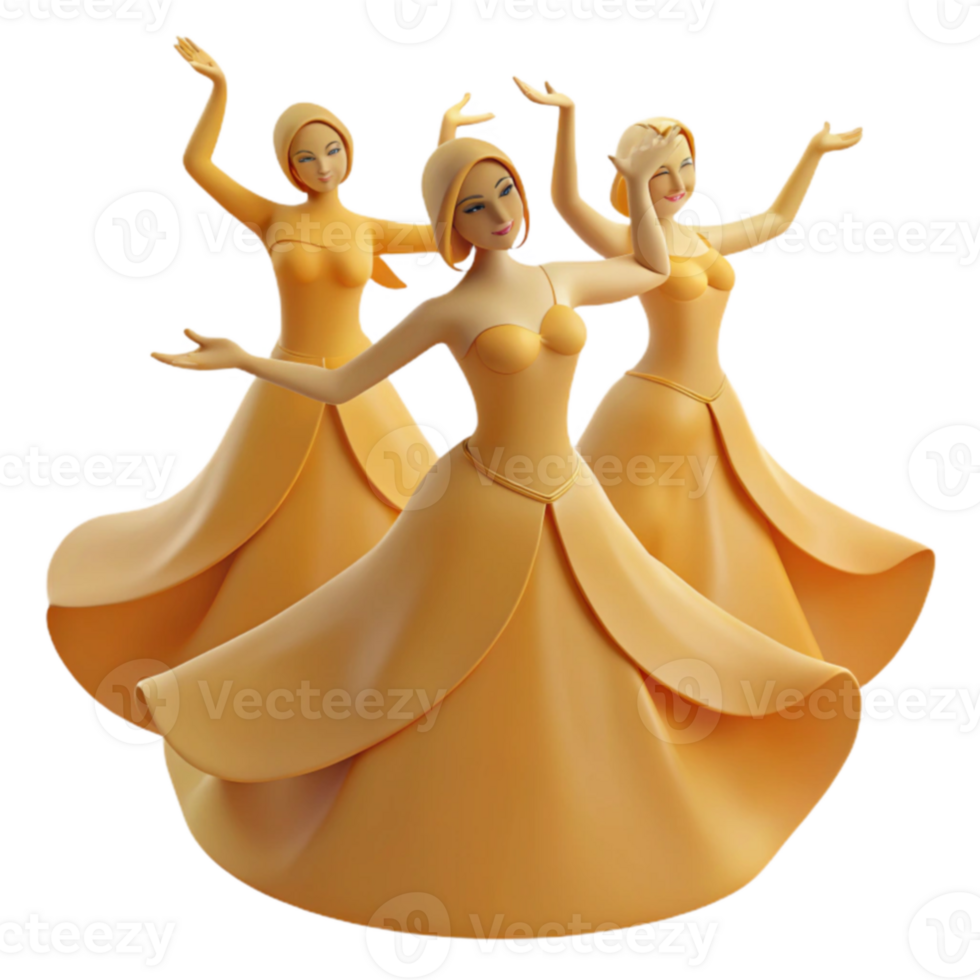 3D Cartoon Princesses Dancing png