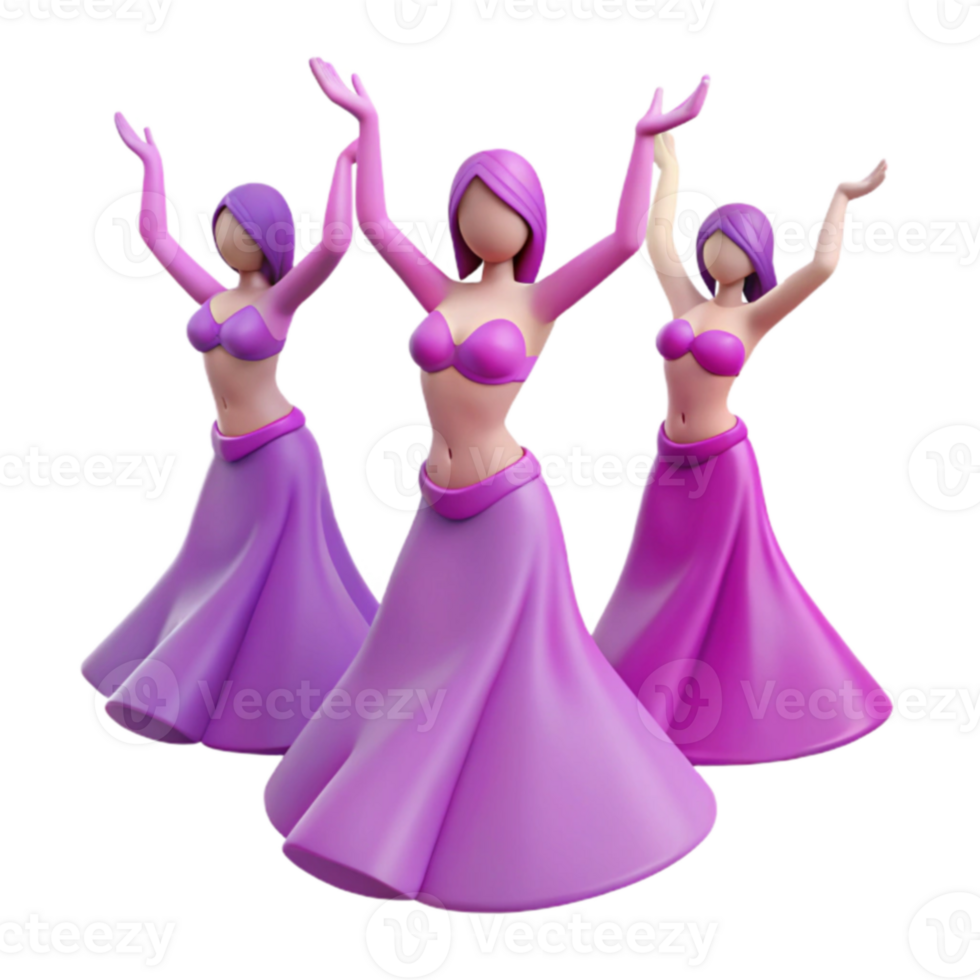 3D Dancers in Purple A Celebration of Movement and Grace png
