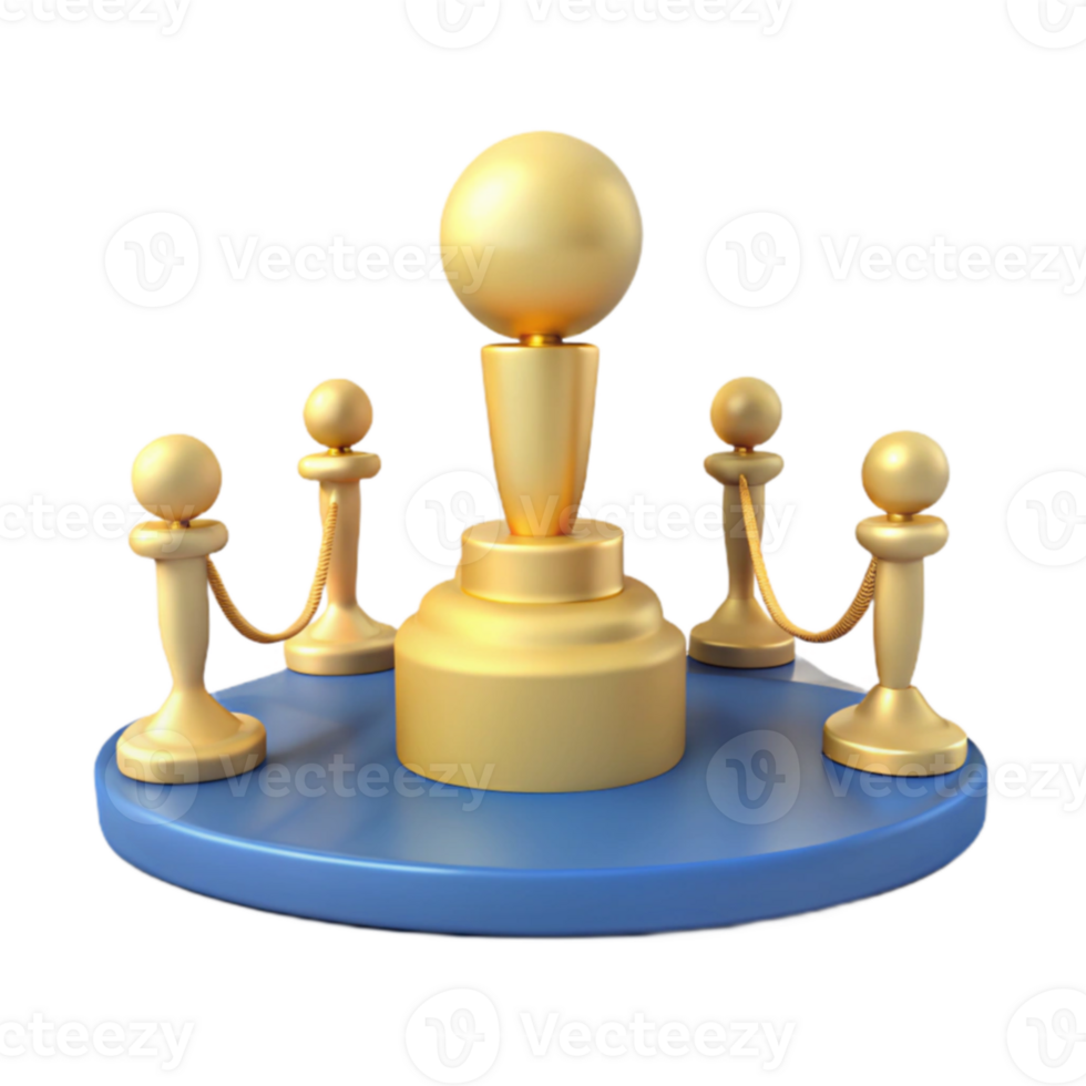 Golden Trophy on Blue Stage png