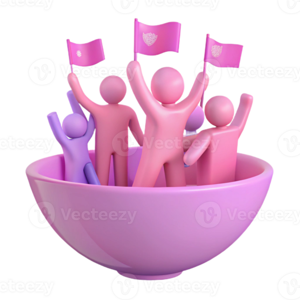 People in a Bowl with Flags png