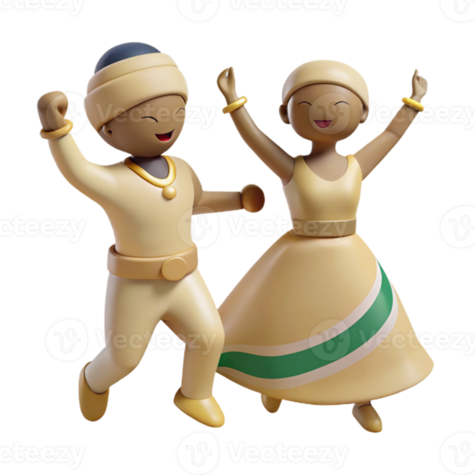 Happy Dancing Couple 3D Render png