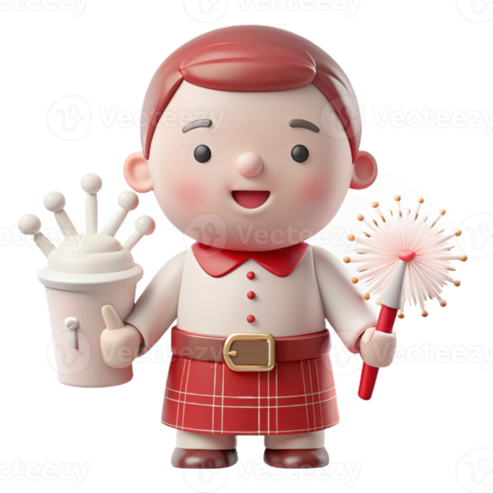 Cute Cartoon Character Holding a Drink png