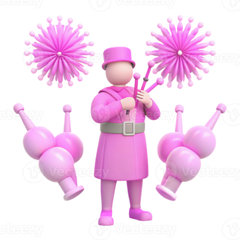 Pink 3D Character Juggling png